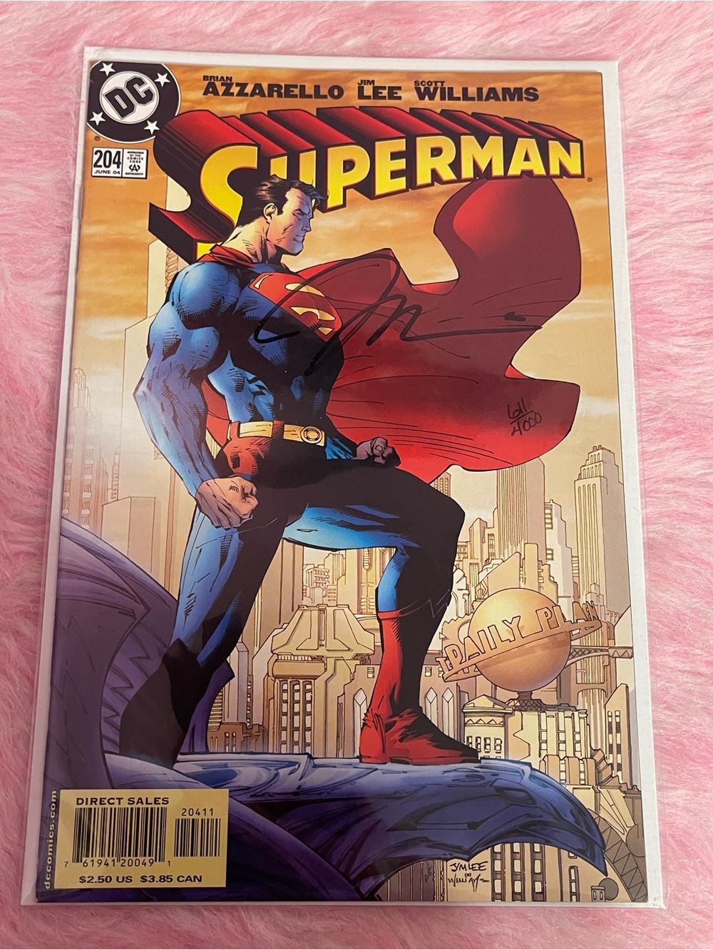 Superman #204 comic signed by Jim Lee COA 611/4000 DC comic book 2004